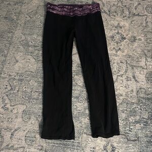 Earth Yoga Black Leggings with Purple Accents